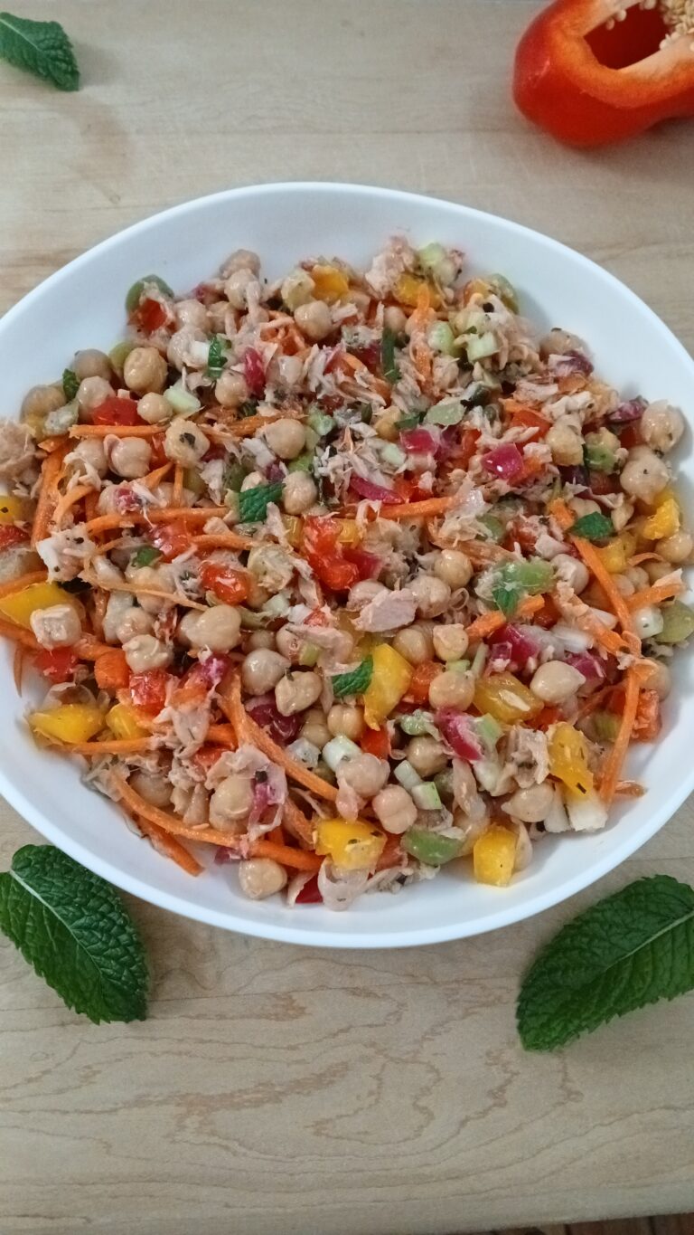 Mediterranean Chickpea Tuna Salad with Pickled Red Onions